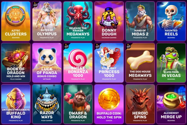 SlotRave slot games grid preview
